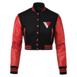 Women Varsity Wool and Leather Jacket